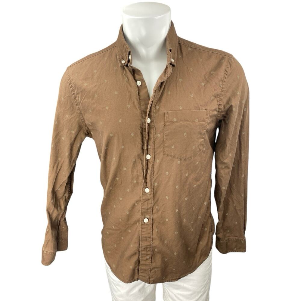 RYE by Hawker Rye Men's Brown Slim Fit Long Sleeve Button Up Shirt Top Size M